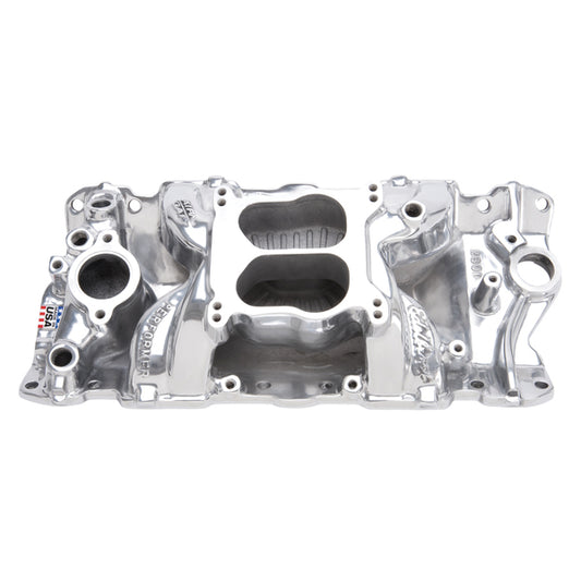 Edelbrock Performer Air-Gap Intake Manifold for 1955-86 Small-Block Chevy, Polished Finish