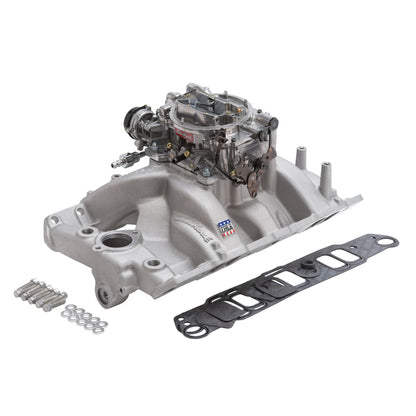 Edelbrock Single-Quad Manifold and carb Kit for 1965-79 Pontiac 389-455