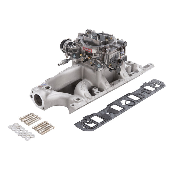 Edelbrock Single-Quad Manifold and carb Kit for 1957-86 Small-Block Chevy