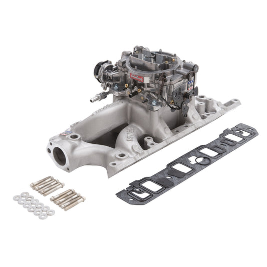 Edelbrock Single-Quad Manifold and carb Kit for 1957-86 Small-Block Chevy