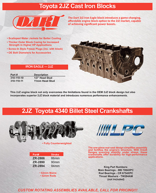 DART 2JZ Cast Iron Blocks & Crankshaft