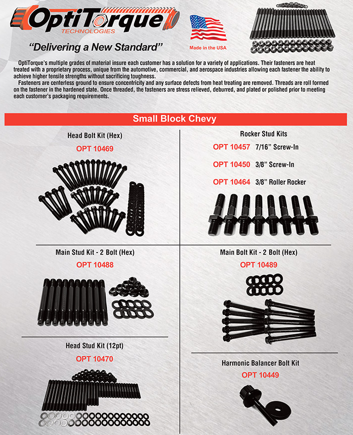 SBC Head Bolt Kits & Main Stud Kits & Harmonic Balancers Bolts / Opti Torque
