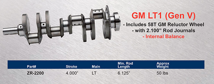 LPC Forged 4340 Steel Crankshaft Small Block Chevy 6.2L Gen V LT Series