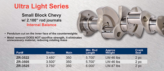 LPC Forged 4340 "Ultra Light" Steel Crankshaft 350 Small Block Chevy