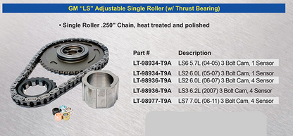 LS Billet Steel Cam Adjusting Timing Sets Single Rollers
