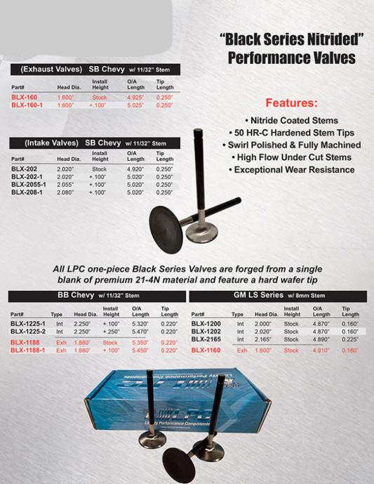 LS / SBC / BBC / Black Nitrided Series / Performance Valves
