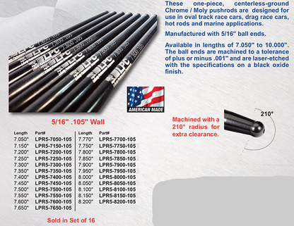 Pro Series Push Rods / 5/16''  & .105'' Wall