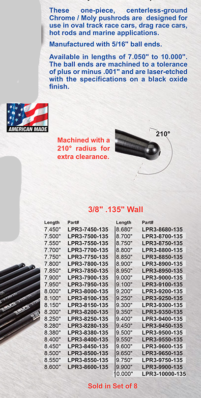 Pro Series Push Rods / 5/16  & .135'' Wall