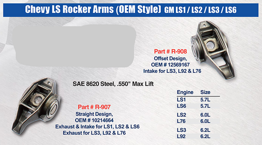 Chevy LS Rocker Arms Singles Straight Design