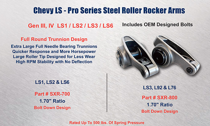 Chevy LS Pro Series Steel Roller Rocker Arms