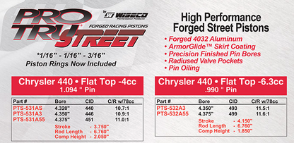 Chrysler / WISECO PRO TRU Street Pistons
