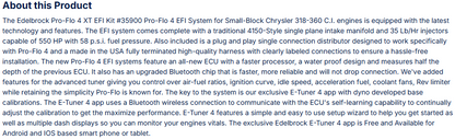 Edelbrock Pro-Flo 4 EFI Traditional 4150-Style For Chrysler SB 318-360 CID