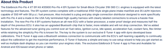 Edelbrock Pro-Flo 4 EFI Traditional 4150-Style For Chrysler SB 318-360 CID