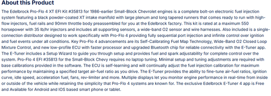 Edelbrock Pro-Flo 4 EFI XT-Style For 1986 & Earlier Chevy Small-Block
