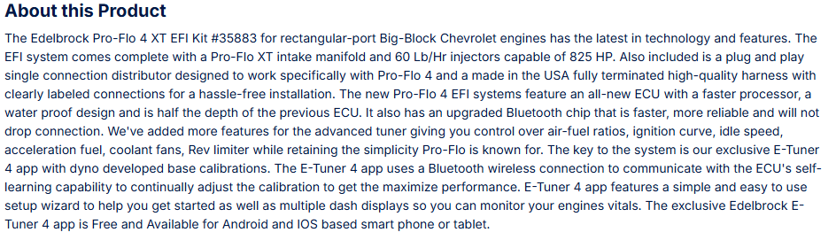 Edelbrock Pro-Flo 4 EFI XT-Style For Chevy Big-Block Rectangle Port