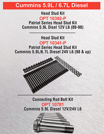 Cummins Diesel / Head Stud Kit & Connecting Rod Bolt Kits / Opti Torque