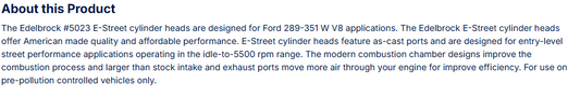 Small-Block Ford E-Street Cylinder Heads 1.90"