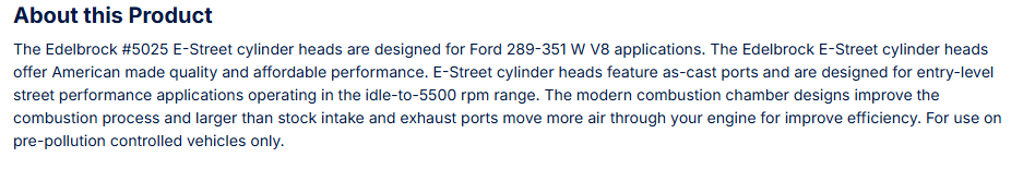 Small-Block Ford E-Street Cylinder Heads 2.02"