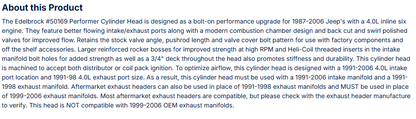 Performer Jeep 4.0L Cylinder Head