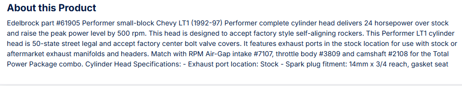 Performer LT1 Cylinder Head (54cc)