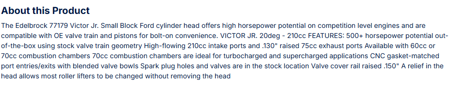 Victor Jr Small-Block Ford Cylinder Head W/ Valves