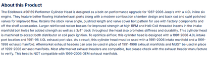 Performer Jeep 4.0L Cylinder Head