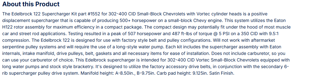 Edelbrock Supercharger  For 1996-Later Chevy Small-Block - Carbureted