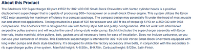 Edelbrock Supercharger  For 1996-Later Chevy Small-Block - Carbureted