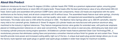 Edelbrock Part E-Street 15-Degree Cylinder Heads for GM LS3 Engines with .660" lift