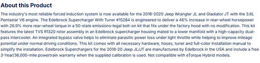 Supercharger for 2018-2020 Jeep Wrangler JL and Gladiator JT W/ Tune