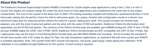 Edelbrock Supercharger Kit For Ford Coyote 5.0 V8 Swap