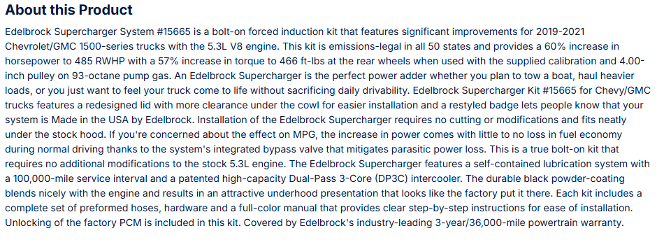 Edelbrock Supercharger 19-21 Chevy/GMC Truck Non-SUV Gen VI 5.3L W/ Tune