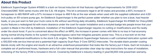 Edelbrock Supercharger 19-21 Chevy/GMC Truck Non-SUV Gen VI 5.3L W/ Tune