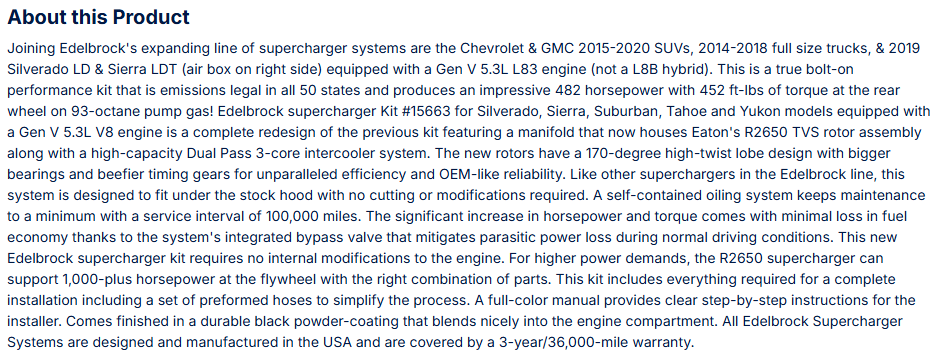 Edelbrock Supercharger 14-20 GM SUV & 14-19 Truck Gen V 5.3L W/ Tune