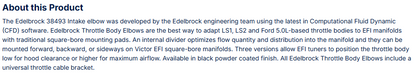Edelbrock Throttle Body Intake Elbow High Flow, 90mm Opening, Black Powder Coated