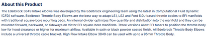 Edelbrock Throttle Body Intake Elbow High Flow, 90mm Opening, Satin Finish