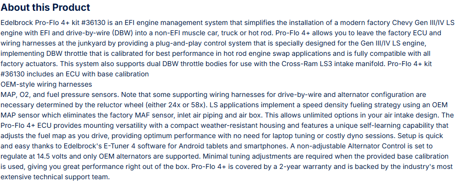 Edelbrock Pro-Flo 4+ EFI Engine Management System for Chevy Gen III/IV LS w/Tablet
