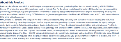 Edelbrock Pro-Flo 4+ EFI Engine Management System for 2011-14 Ford Coyote