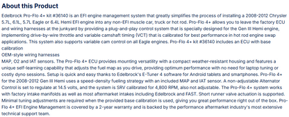 Edelbrock Pro-Flo 4+ EFI Engine Management System #36140 08-12 Mopar Gen III Hemi