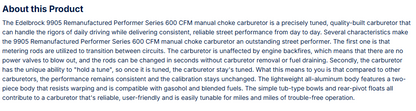 Edelbrock Performer Carburetor 600 CFM With Manual Choke, Satin Finish (Non-EGR)