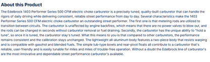 Edelbrock Performer Carburetor 500 CFM With Electric Choke, Satin Finish (Non-EGR)