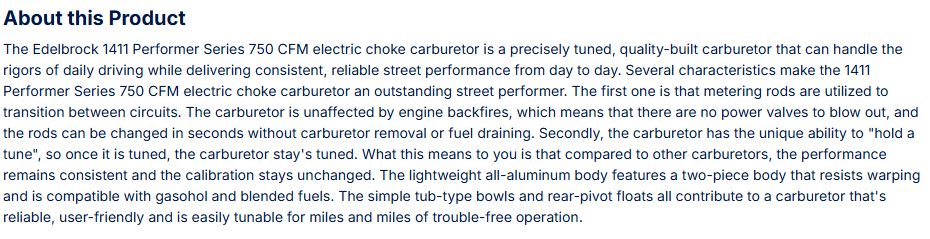 Edelbrock Performer Carburetor 750 CFM With Electric Choke, Satin Finish (Non-EGR)