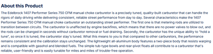 Edelbrock Performer Carburetor 750 CFM With Manual Choke, Satin Finish (Non-EGR)