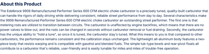 Edelbrock Performer Carburetor 600 CFM With Electric Choke, Satin Finish (Non-EGR)