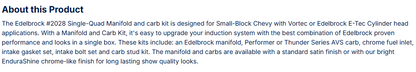 Edelbrock Single-Quad Manifold and carb Kit Small-Block Chevy with Vortec Heads