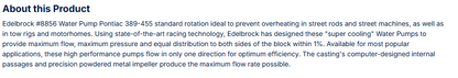 Edelbrock Water Pump for Pontiac, Standard Rotation in Satin Finish