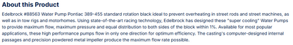 Edelbrock Water Pump for Pontiac, Standard Rotation in Black Finish