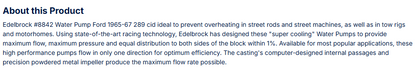 Edelbrock Water Pump Ford 1965-67 289 cid
