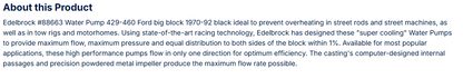 Edelbrock Water Pump for Ford 429/460 in Black Finish