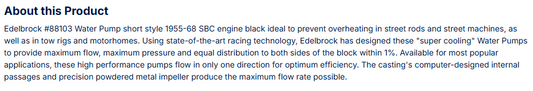 Edelbrock Water Pump for Small-Block Chevy in Black Finish (Short)